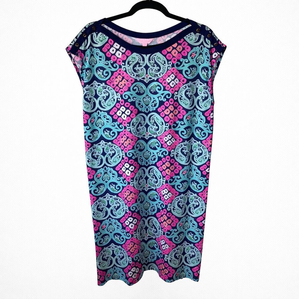 Lilly Pulitzer Robyn Dress Medium Behind the Gate Print Pima Cotton Shift Dress - Picture 4 of 7